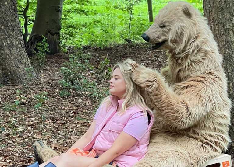 realistic bear costume scene with emily atack