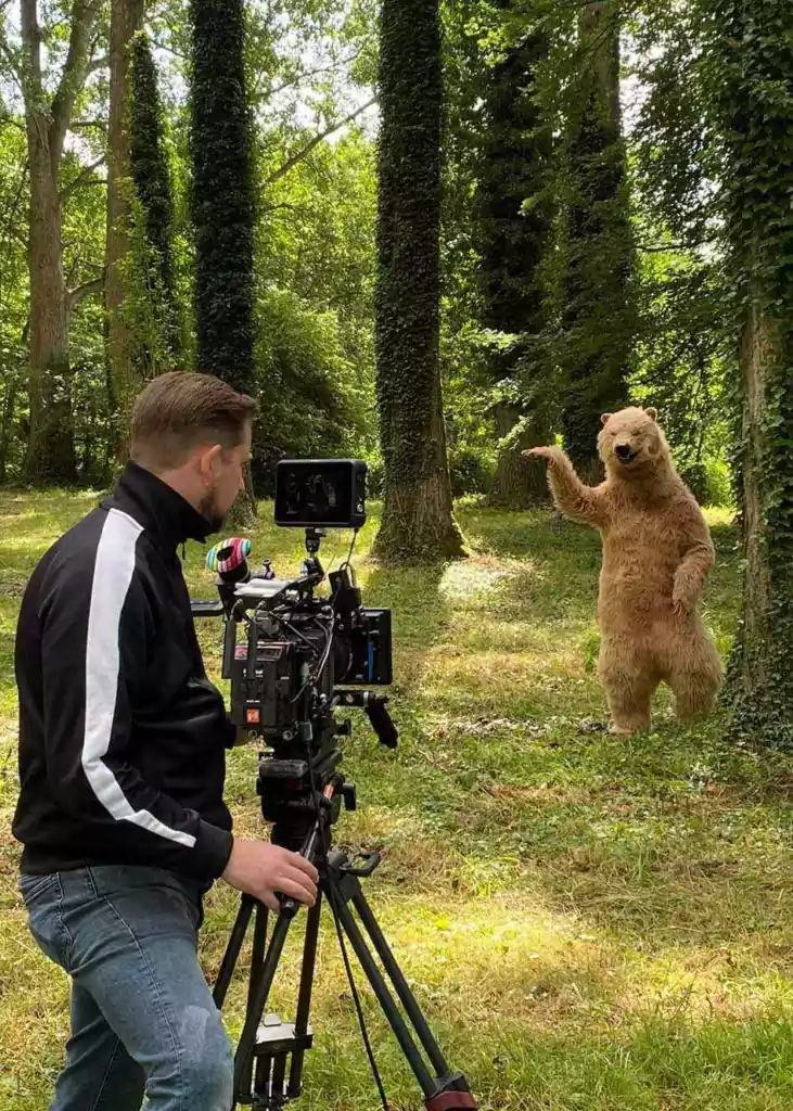 realistic bear costume scene with emily atack