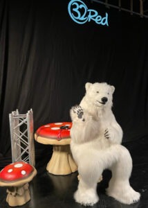realistic polar bear costume by animatronic bear studios