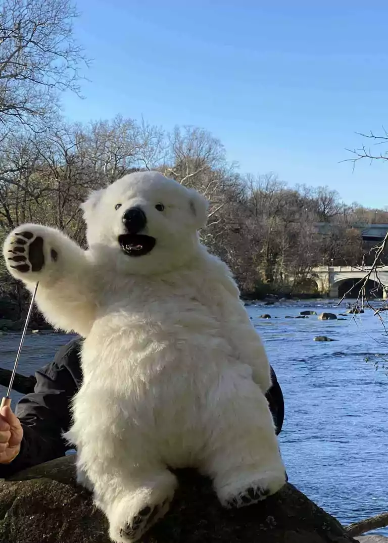 realistic baby animatronic polar bear cub puppet