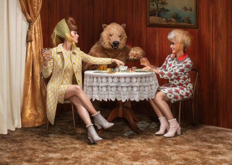 realistic grizzly bear costume with katy perry photoshoot